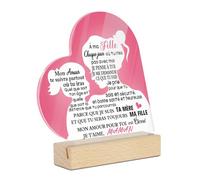Putuo Decor Cadeau Fille Acrylique Forme Cœur - À Ma Fille, Mon Amour Te Suivra Partout, Message De Maman avec Silhouette Rose