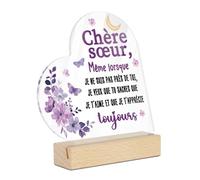 Putuo Decor Cadeau Sœur Acrylique Forme Cœur - Même Lorsque Je Ne suis Pas Là, Je T’Aime Toujours, Message Émotion avec Papillons Et Fleurs