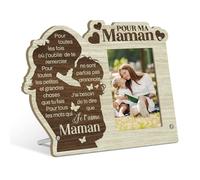 Putuo Decor Cadre Photo Maman « pour ma Maman » Style Bois, Silhouette mère Enfant avec Texte”Je t’Aime “, décoration Souvenir pour Salon Chambre, idée Cadeau fête des mères Anniversaire