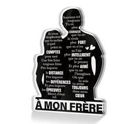 Putuo Decor Décoration Acrylique Frère et Sœur - Silhouette Noire - Message Émotionnel en Français - Cadeau pour Fratrie
