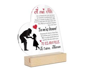 Putuo Decor Décoration en Acrylique À ma Fille, Tu m’as donné Le Plus Beau Cadeau, TU ES MA Fille avec Message d’Amour et Illustration - Cadeau Sentimental pour Anniversaire, Noël, Fête des Mères