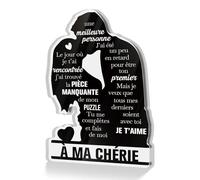 Putuo Decor Décoration Silhouette Acrylique - À Ma Chérie - Message Romantique Gravé - Cadeau Sentimental pour Petite Amie ou Compagne
