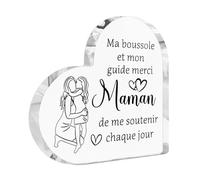 Putuo Decor - Panneau Acrylique avec Message Ma Boussole et Mon Guide Merci Maman - Cadeau Décoratif pour Table ou Étagère