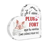 Putuo Decor - Panneau Acrylique Je T’aime Plus Fort Que Tu Ronfles - Cochon Dormeur Humour Amour - Décoration Cadeau Couple Saint-Valentin