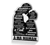 Putuo Decor Plaque Acrylique À MA MAMAN Décoration Bureau Message Je t’aime Cadeau Maman Anniversaire Noël Fête des Mères Salon Chambre