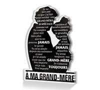 Putuo Decor Plaque Acrylique à Poser Silhouette Profil, Message « À ma grand-mère » Texte Souvenir, Décoration Noir Blanc, Cadeau Fête Grand-Mère Anniversaire Noël, Ornement Table Étagère
