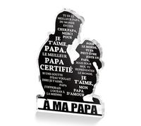 Putuo Decor Plaque Acrylique Bureau Ma Papa Décoration Table Message Amour Père Cadeau Fête Pères Anniversaire Noël Salon Chambre