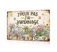 Putuo Decor Plaque Aluminium 20x30 cm “J’Peux Pas j’AI Jardinage”, Panneau métal Vintage Fleurs Papillons, décoration Murale Jardin Serre abri, Style Campagne Chic, idée Cadeau Jardinier