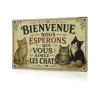 Putuo Decor plaque aluminium vintage avec bienvenue aimez les chats, décoration murale rétro pour entrée couloir salon, idée cadeau pour famille avec chats pour maison, 30 x 20 x 0,09 cm