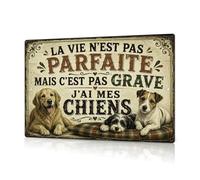 Putuo Decor Plaque Aluminium Vintage avec Chiens Vie imparfaite, décoration Murale rétro pour entrée Salon Couloir, idée Cadeau pour propriétaire de Chien pour Maison, 30 x 20 x 0,09 cm