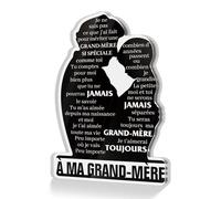Putuo Decor Plaque Cœur Acrylique à Poser, Silhouette Grand-Mère Petit-Enfant, Texte « À ma grand-mère » Message Souvenir, Décoration Noir Blanc, Cadeau Fête Grand-Mère Anniversaire Noël
