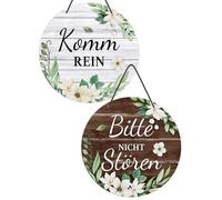 Putuo Decor Plaque de porte, avec inscription « Meeting in Progress Bitte nicht stören », en PVC, avec inscription « Willkommen bitte kommen Sie herein », double face, à suspendre, 22,9 cm