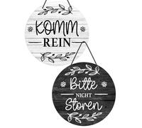 Putuo Decor Plaque de porte, avec inscription « Meeting in Progress Bitte nicht stören », en PVC, avec inscription « Willkommen bitte kommen Sie herein », double face, à suspendre, 22,9 cm