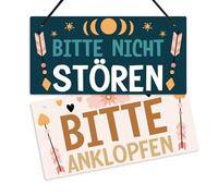 Putuo Decor Plaque de porte en PVC double face avec inscription en allemand « Bitte Nicht STÖREN Bitte ANKLOPFEN » - Idéale pour les bureaux, les chambres d'enfants, les chambres à coucher - 25,4 x