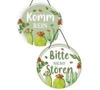 Putuo Decor Plaque de porte Meeting in Progress Bitte nicht stören - Panneau rond en PVC - Inscription « Willkommen bitte kommen Sie herein » - Panneau de suspension double face - 22,9 cm
