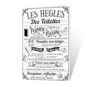Putuo Decor Plaque Métal Rétro Règles des Toilettes - Enseigne WC Humoristique en Noir et Blanc, Déco Murale pour Salle de Bain, Maison ou Établissements Publics