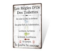 Putuo Decor Plaque Métal WC Les Règles D’Or - Enseigne Murale Humoristique pour Toilettes, Texte Amusant en Français, Déco Vintage pour Maison ou Restaurant