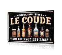 Putuo Decor Plaque Métallique Mieux Vaut Lever Le Coude, Panneau Déco Humour en Aluminium, Idéal pour Bar et Cave à Vin, 30x20 cm