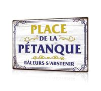 Putuo Decor Plaque Métallique Place de la Pétanque, Panneau Vintage en Aluminium pour Jardin et Terrasse, 30x20 cm
