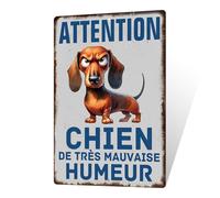 Putuo Decor Plaque Murale Décorative en Métal, Citations et Animaux Humoristiques, Aluminium (Attention Chien)