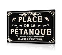 Putuo Decor - Plaque murale en aluminium française de 19,81 x 30,48 cm pour intérieur et extérieur, style champêtre français, thème pétanque, noir