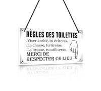 Putuo Decor - Plaque RÈGLES DES TOILETTES - Panneau Humoristique en Style Classique Noir et Blanc - Rappel d’Hygiène Original en PVC