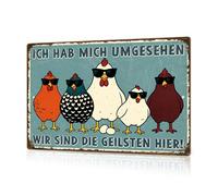 Putuo Decor Plaques métalliques amusantes Nous sommes les poules les plus cool ici Marques de décoration murale pour la cuisine Ferme Maison de campagne Décoration Cadeaux Créatifs Humour Plaques en