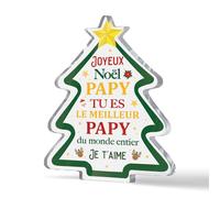 Putuo Decor Sapin de Noël en Acrylique avec Message Joyeux Noël Papy - Décoration de Table et Salon, Ornement Festif, Idée Cadeau Affectueuse pour Grand-Père