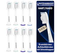 PUTZVARRUCKT Brosses de rechange compatibles avec Philips Sonicare - Lot de 8 embouts durs idéaux pour un nettoyage intensif et une élimination efficace de la plaque dentaire - Compatible avec tous