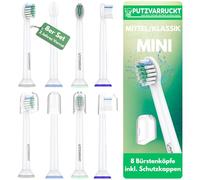 PUTZVARRUCKT Lot de 8 petites brossettes (mini) 10 x 15 mm - Moyen - Nettoyage classique pour dents étroites, enfants et pinces - En forme de U, capuchons de protection et anneaux de couleur