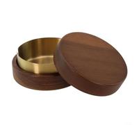 Puupaa Grand plateau coupe-vent en bois avec couvercle, doublure amovible en acier inoxydable, pour intérieur et extérieur (doré)