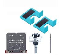 Puupaa Outil de charnière magnétique avec positionnement, plaques de montage et foret à bois pour un alignement rapide des portes d'armoire, compatible avec 99 % des charnières de garde-robe (E)