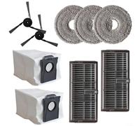 Puupaa Pièces de rechange pour aspirateur robot MOVA P50 Pro, accessoires 2 brosses latérales, 2 filtres, 3 chiffons de balai, 2 sacs à poussière