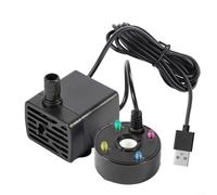 Puupaa Pompe à eau avec brumisateur USB 5 V pour fontaine, étang et brouillard - Lumières LED - Pour Halloween, fête, jardin, rocaille, cour extérieure (noir)