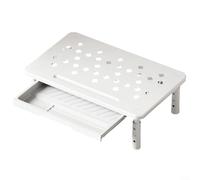 Puupaa Support réglable avec tiroir de ventilation pour ordinateurs portables et moniteurs, réglage à trois niveaux, organiseur intégré, supporte jusqu'à 20 kg (blanc)