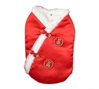 Puupaa Tang Suit - Vêtements pour animaux de compagnie, chien et chat de petite et moyenne taille, costume de Nouvel An, rouge chaud (C)