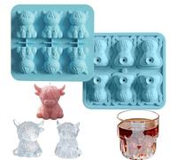 Puwaiio Moule à Glaçons Cube,Bac Vache 6 Cavités Réutilisable Anti-Débordement | Plateaux en Silicone pour Congélateur | Pour Whisky Cocktail Bourbon Vin Lait Café Congélateur Maison Cuisine