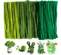 PUWOWYE 300 Pièces Fil Chenille Vert, 3 Cure Pipe Vert, Chenille Loisir Creatif pour Décorations DIY
