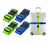 PUWOWYE 4 Pièces Sangle Valise Voyage, Ceinture Valise Réglable, 2 Pièces Sangles à Bagage Bleu 2 Pièces Sangles à Bagage Vert