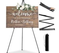 PUWOWYE Chevalet Mariage Ajustable 160 cm - Peinture, Exposition, Studio - Télescopique, Pliable - Pour Toiles, Affiches - Intérieur, Extérieur - Noir