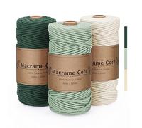 PUWOWYE Corde Macramé 3mm Vert, Lot de Coton pour Bricolage, Artisanat, Tapisserie, Décoration Boho