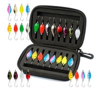 PUWOWYE Cuillère de Pêche à la Truite 2.5/3.5/5g, 16 Pièces Cuillère Pêche Truite Leurres de Pêche Cuillers avec Sac De Rangement Cas, pour Truite de Mer et Perche Saumon Touladi