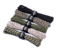 PUWOWYE Lot de 5 paracordes de Type III de 50 m, 4 mm, 7 brins, en Nylon indéchirable, 100% Nylon, Peut Supporter jusqu'à 250 kg, idéal pour la Survie en Plein air, Le Camping