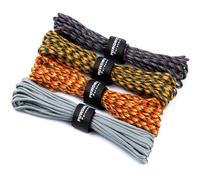 PUWOWYE Paracord 4mm, 4 Pièces 33ft Type III 7 Core Strands 100% Nylon Paracorde, avec Une Capacité de Charge Allant Jusqu'à 250 kg, Idéale pour Le Camping et la Survie en Extérieur, 132 ft