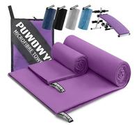 PUWOWYE Serviette Microfibre Lot de 2, Grande Serviette Sport Musculation 160x80 cm + Petite Serviette 80x40 cm, Serviette de Bain Microfibre Parfait pour Sport, Fitness et la Plage