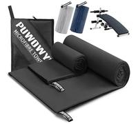 PUWOWYE Serviette Microfibre Lot de 2, Grande Serviette Sport Musculation 160x80 cm + Petite Serviette 80x40 cm, Serviette de Bain Microfibre Parfait pour Sport, Fitness et la Plage, Noir