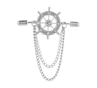 PUXZYAX Broche gouvernail en alliage, idéale pour les | Accessoire de bijouterie unique, à porter avec des vêtements. Broche à Pour pompon et chaîne en alliage, insigne tendance