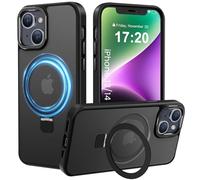 PuyaTeya Coque iphone 13/14 magnetique, pour Support Invisible, Protection Militaire Contre Les Chutes, Anti-Rayures/Empreintes Translucide Mat pour iphone 13/14 Coque(Noir)