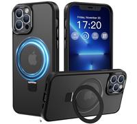 PuyaTeya Coque iphone 13 Pro magnetique, pour Support Invisible, Protection Militaire Contre Les Chutes, Anti-Rayures/Empreintes Translucide Mat pour iphone 13 Pro Coque(Noir)