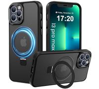 PuyaTeya Coque iphone 13 Pro Max magnetique, pour Support Invisible, Protection Militaire Contre Les Chutes, Anti-Rayures/Empreintes Translucide Mat pour iphone 13 Pro Max Coque(Noir)